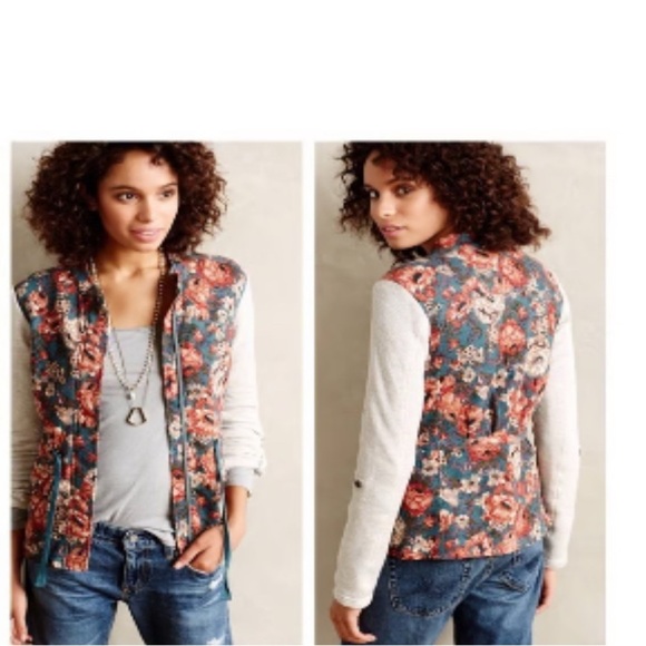 Anthropologie Saturday Sunday Women's Delwyn Floral French Terry Jacket Size M - Picture 1 of 11